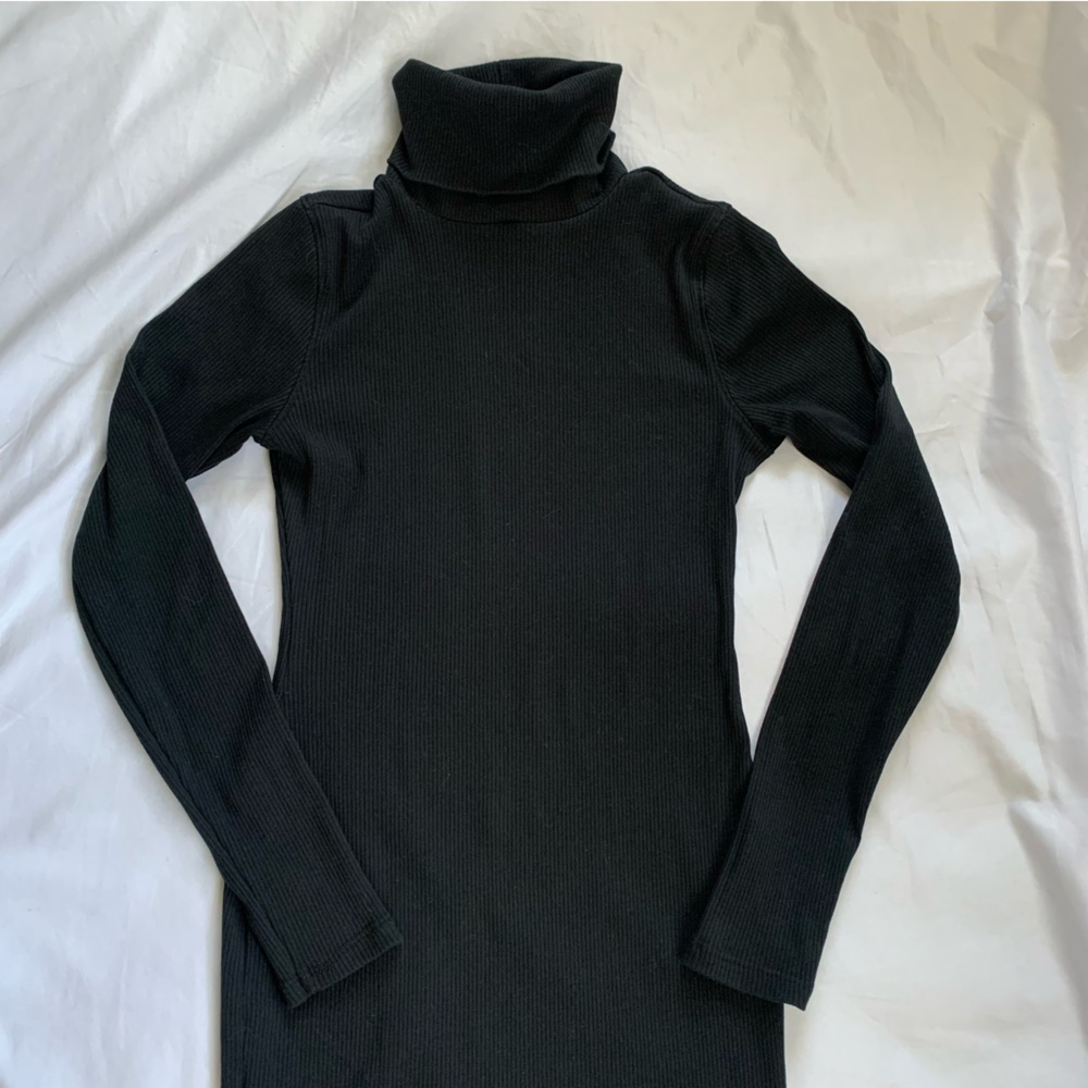 Wild Fable Black Ribbed Turtleneck Mini Dress Size Small